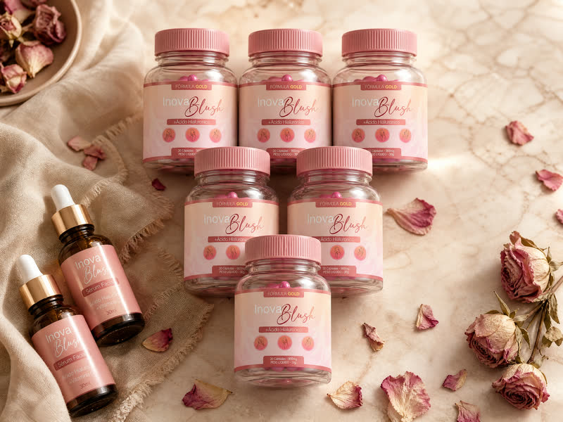 Kit Premium Inova Blush: 8 potes de cápsulas + cremes + séruns